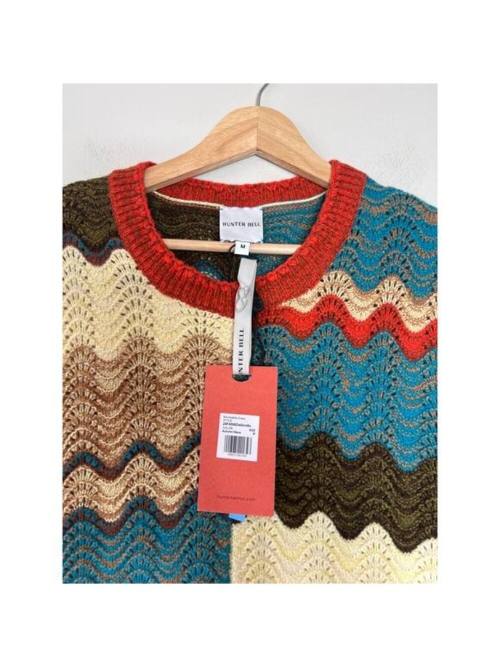 NWT Hunter Bell Knit Scallop Bernadette Autumn Wave Mini Dress Size: Medium - Picture 5 of 10